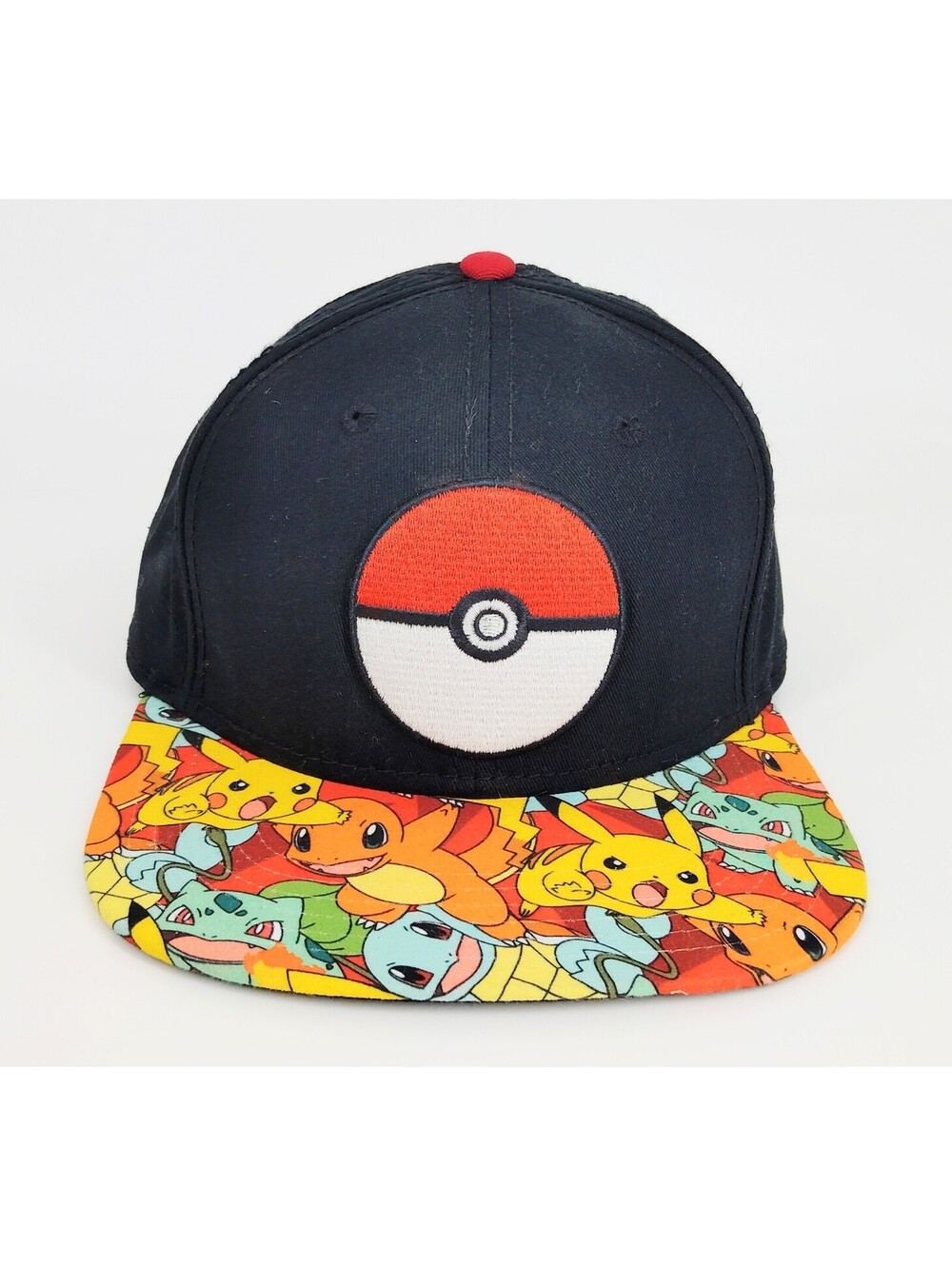 Pokemon Snapback Hat Pokeball Pikachu Charmander Bulbasaur Flat Brim